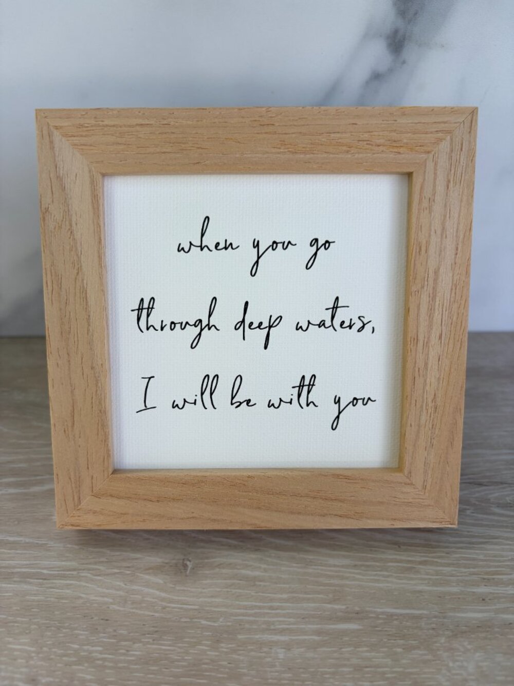 Deep Waters Framed Canvas Sign 4x4 Natural Farmhouse Tiered Tray Shelf Sitter